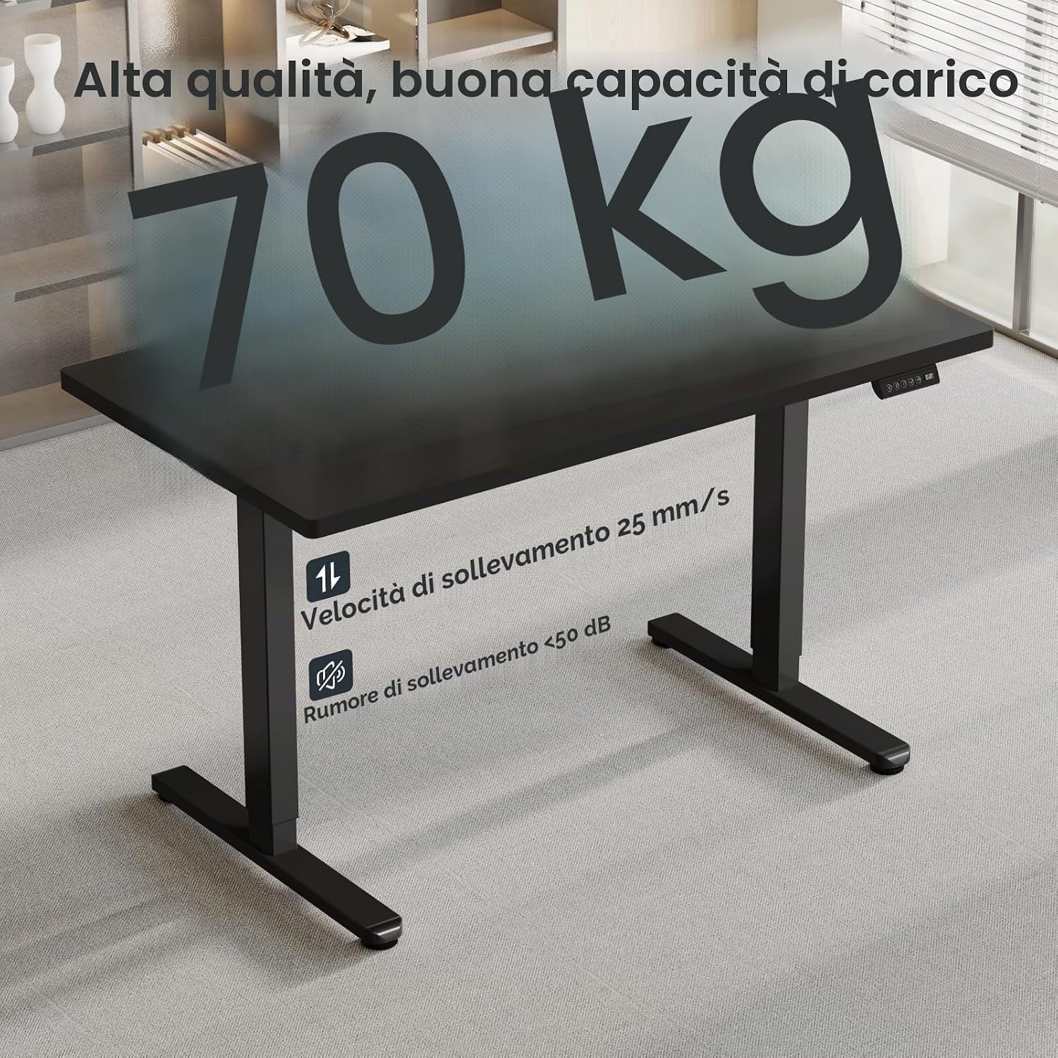 Detalle de Flamaker Scrivania Regolabile in Altezza da 73 cm a 122 cm con Tasti di Memoria e Protezione Contro le Collisioni – Nero