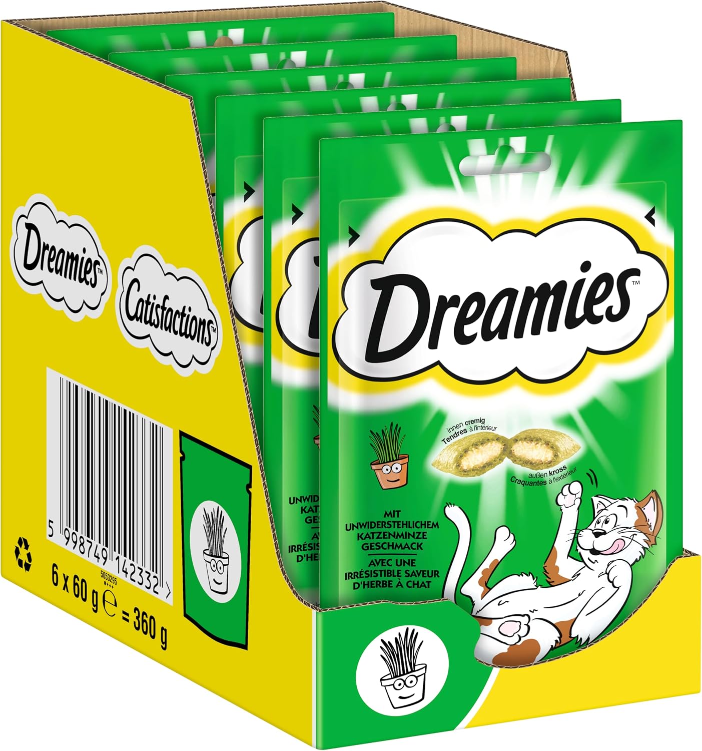 Detalle 2 de DREAMIES Katzensnacks – Variety Box 12x60 g mit Huhn, Käse und Lachs