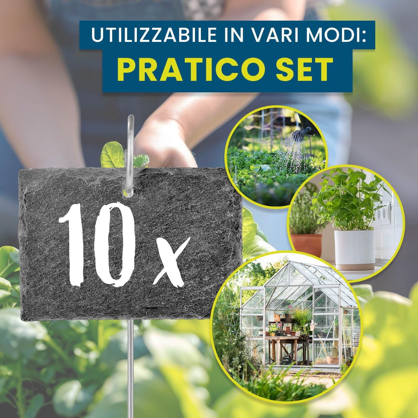 Thumbnail 4 de Hoberg Etichette per piante in ardesia – Set da 10 etichette riutilizzabili con picchetti in acciaio