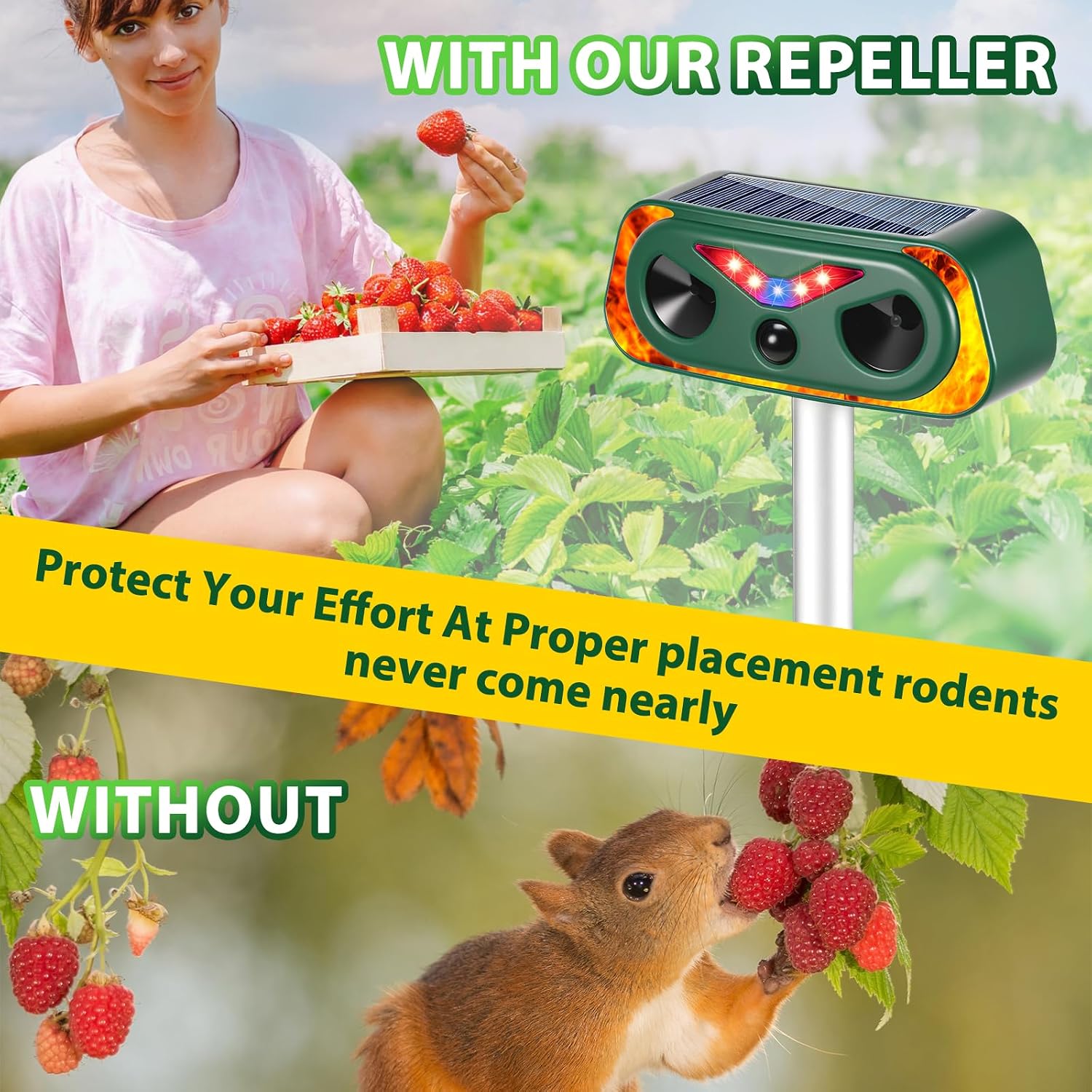 Detalle 1 de FORNORM 4762738 ultrasone dierenverjager met PIR-sensor, zonnepaneel en IP66