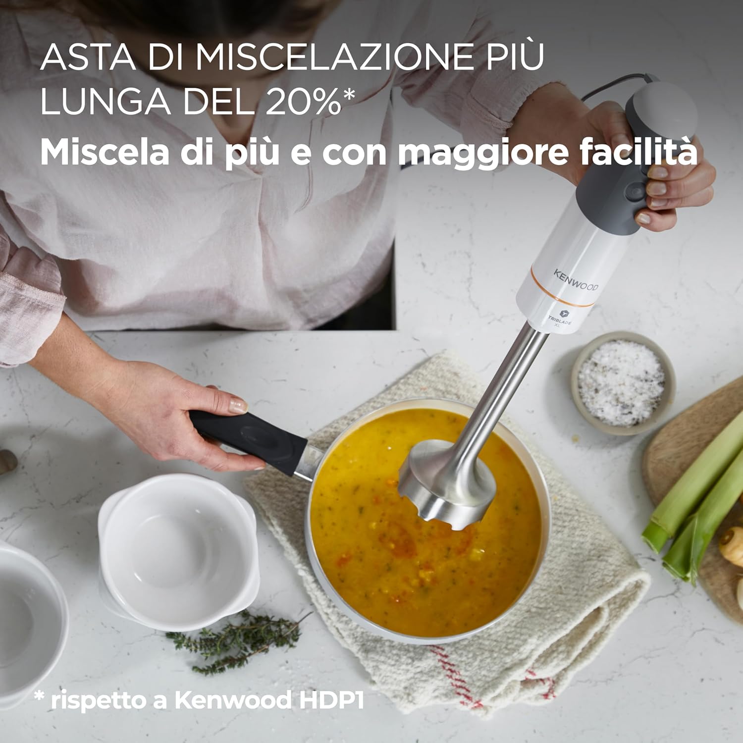 Thumbnail 2 de Kenwood Triblade XL HBM40.002WH Frullatore ad immersione: potenza, ergonomia e versatilità in un kit XL