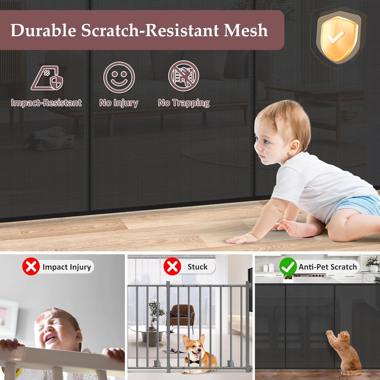 Detalle 2 de Retractable Baby Gate, 41-Inch Tall