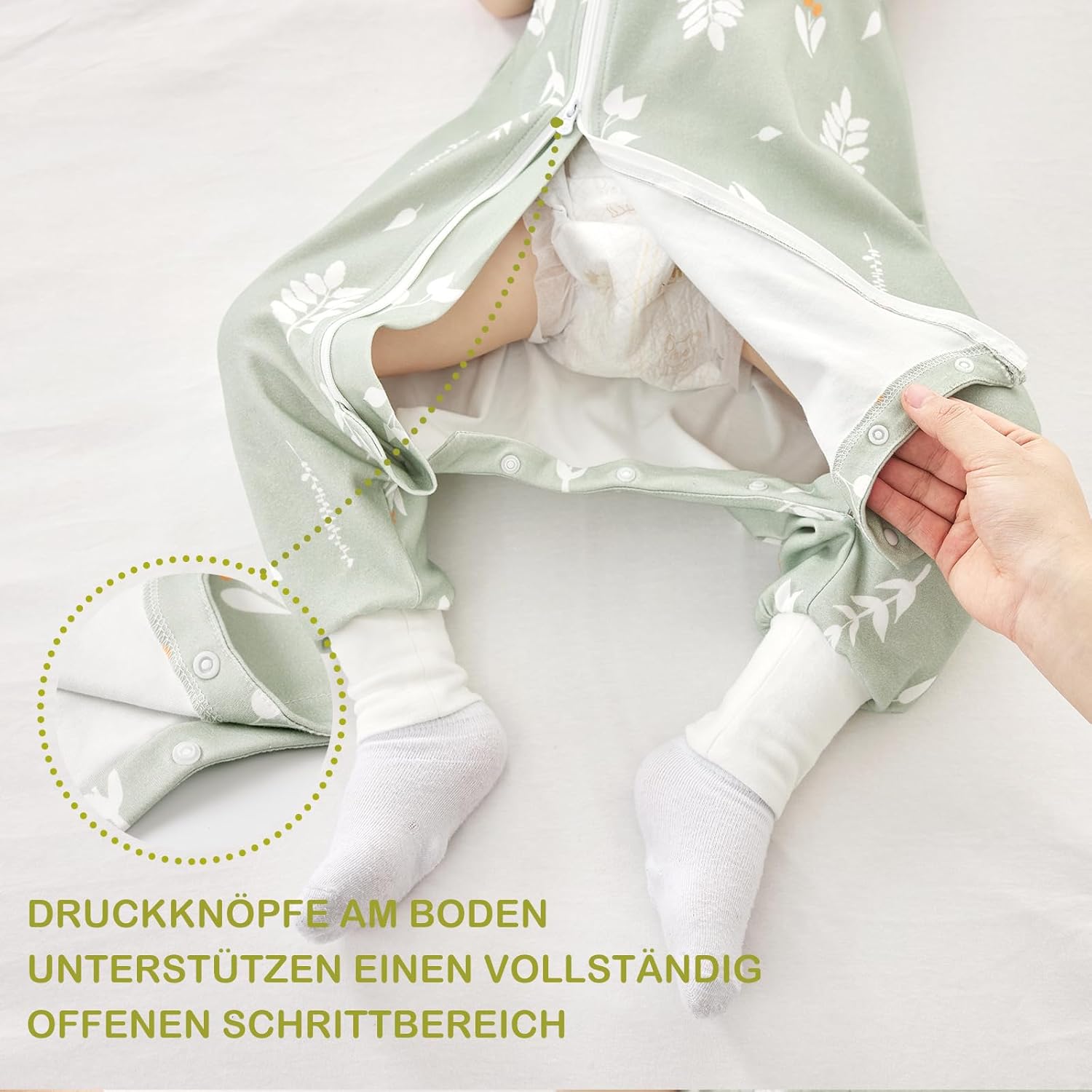 Detalle de Nivolltha 2er Pack 0.5 TOG Premium Babyschlafsack mit Füßen – Größe M