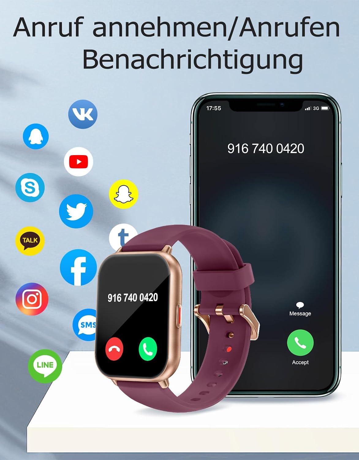 Detalle 2 de RUIMEN Smartwatch mit Telefonfunktion