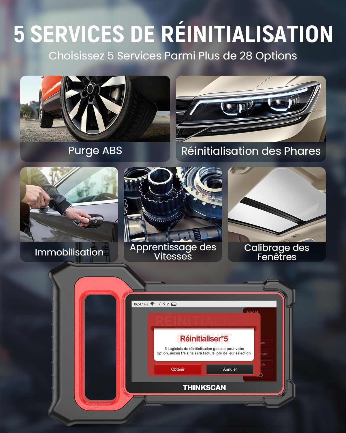 Thumbnail 3 de Thinkcar ThinkScan Plus S7 : valise diagnostic auto OBD2 française avec 28 services de réinitialisation