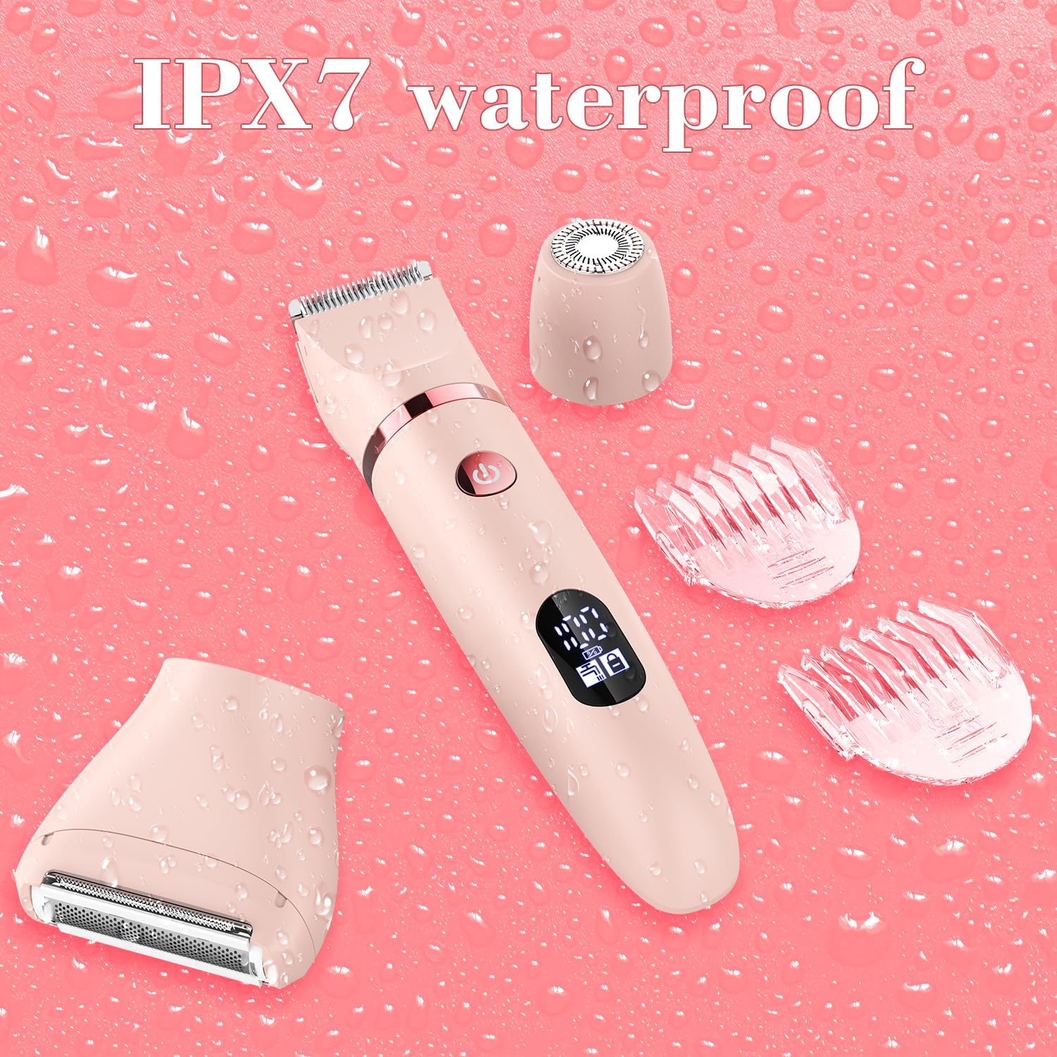 Detalle de Scttomon Rasoio elettrico donna – Set epilazione viso, corpo e area bikini con 3 lame intercambiabili, impermeabile IPX7 e Display LCD