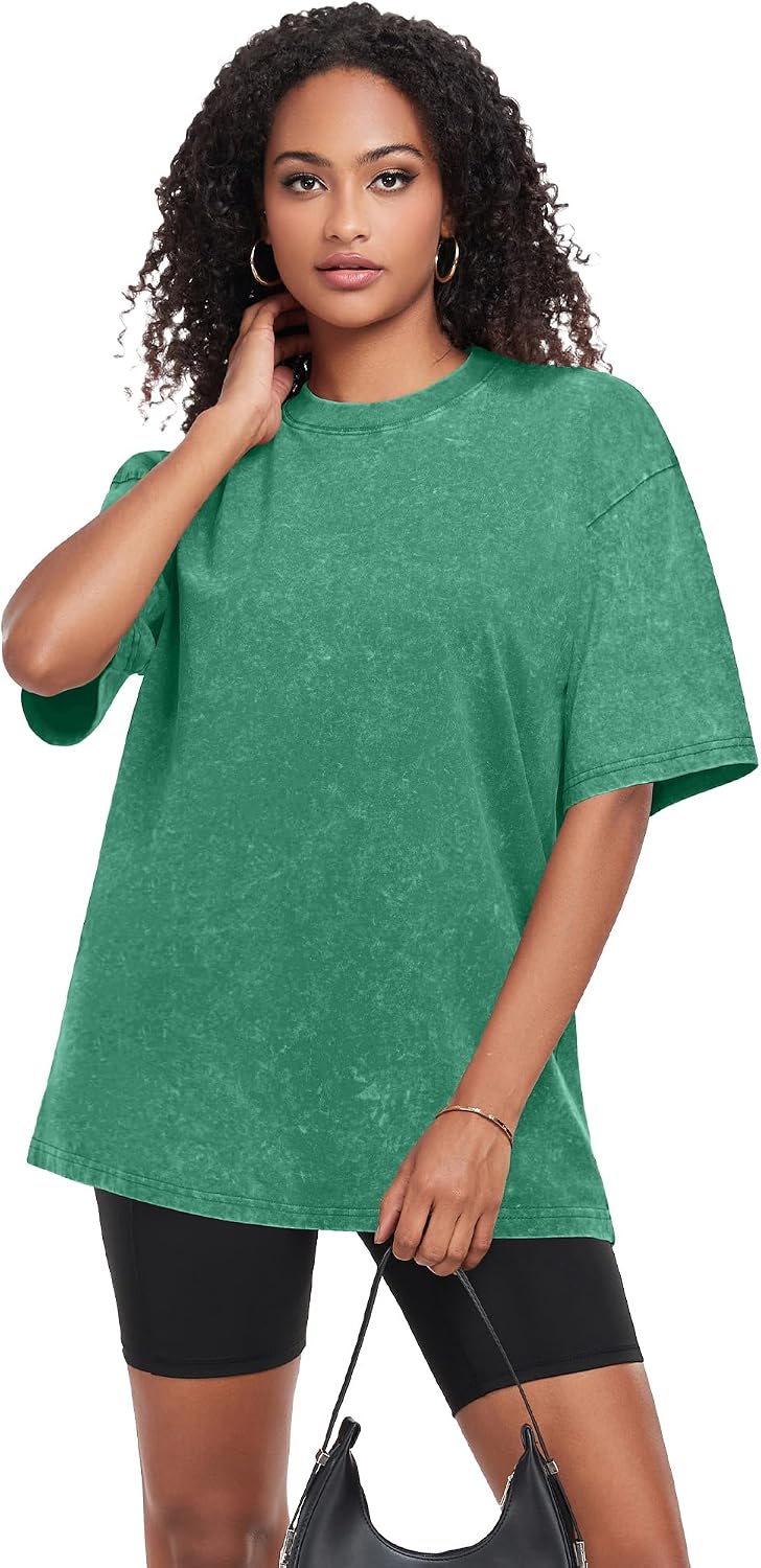 Thumbnail 5 de ADOREJOY Oversized Women's Short Sleeve Crew Neck T-Shirts (Vintage Washed, Loose Fit) - 2026