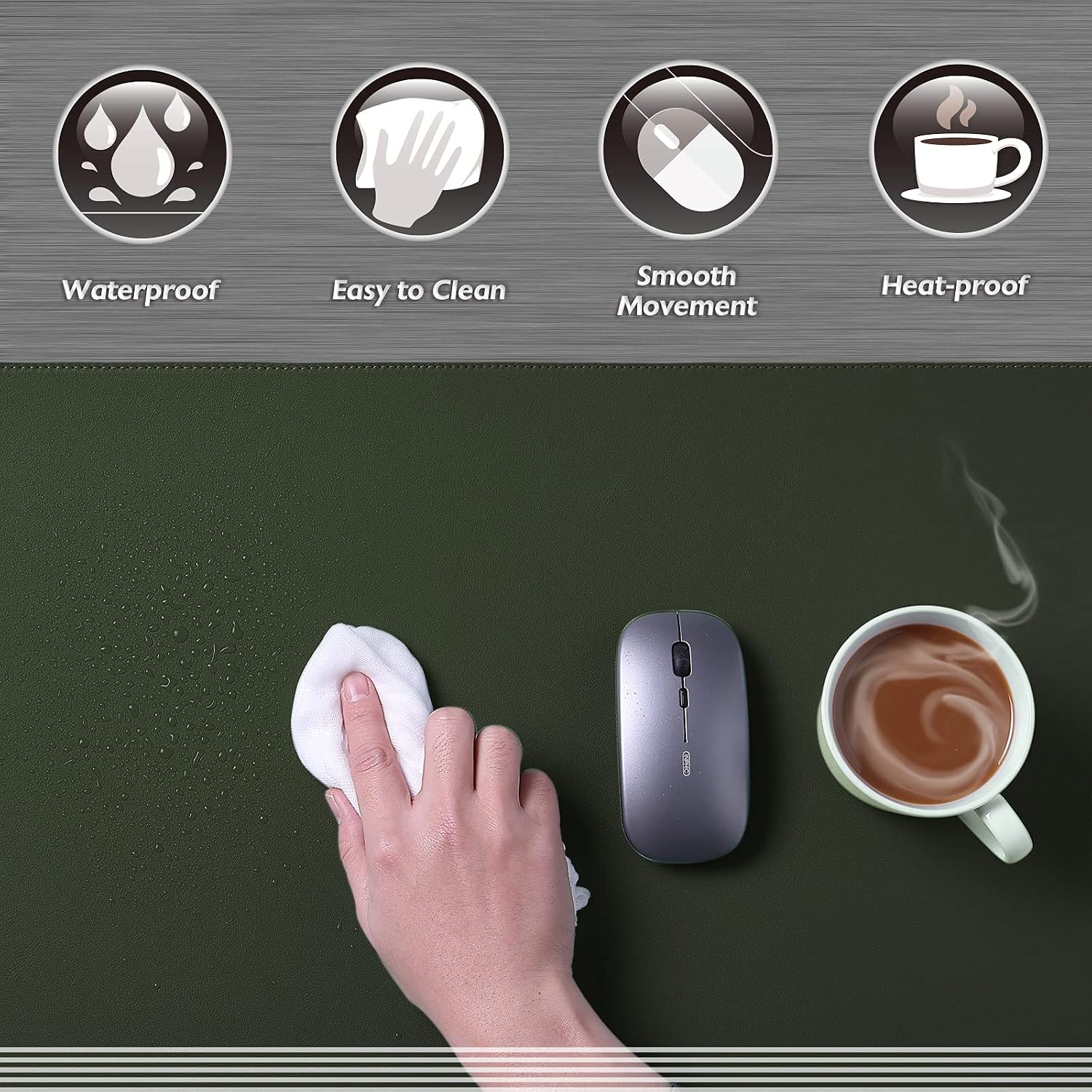 Detalle 2 de K KNODEL Sewing Leather Desk Mat (Large) – Waterproof PVC leather mouse and keyboard pad for home and office