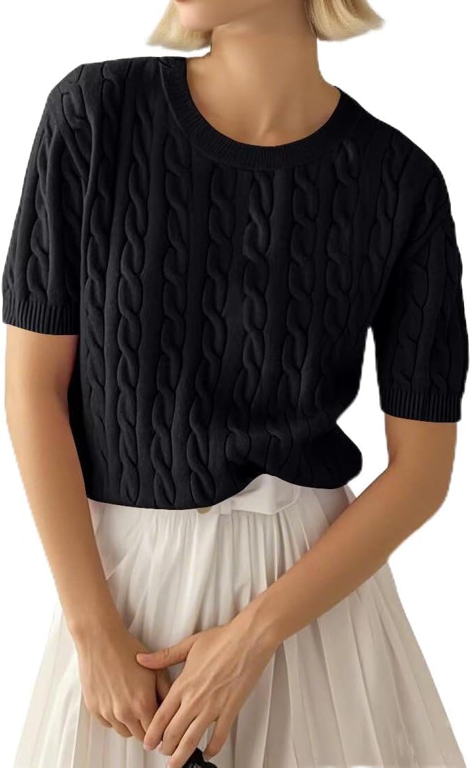Thumbnail 3 de LACOZY Women Summer Short Sleeve Top – Lightweight Crewneck Ribbed Knit Sweater Shirt