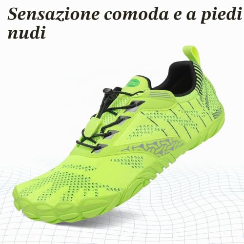 Detalle de SAGUARO Scarpe Barefoot Minimaliste Uomo/Donna – Multisport, Verde Chartreuse, 36 EU