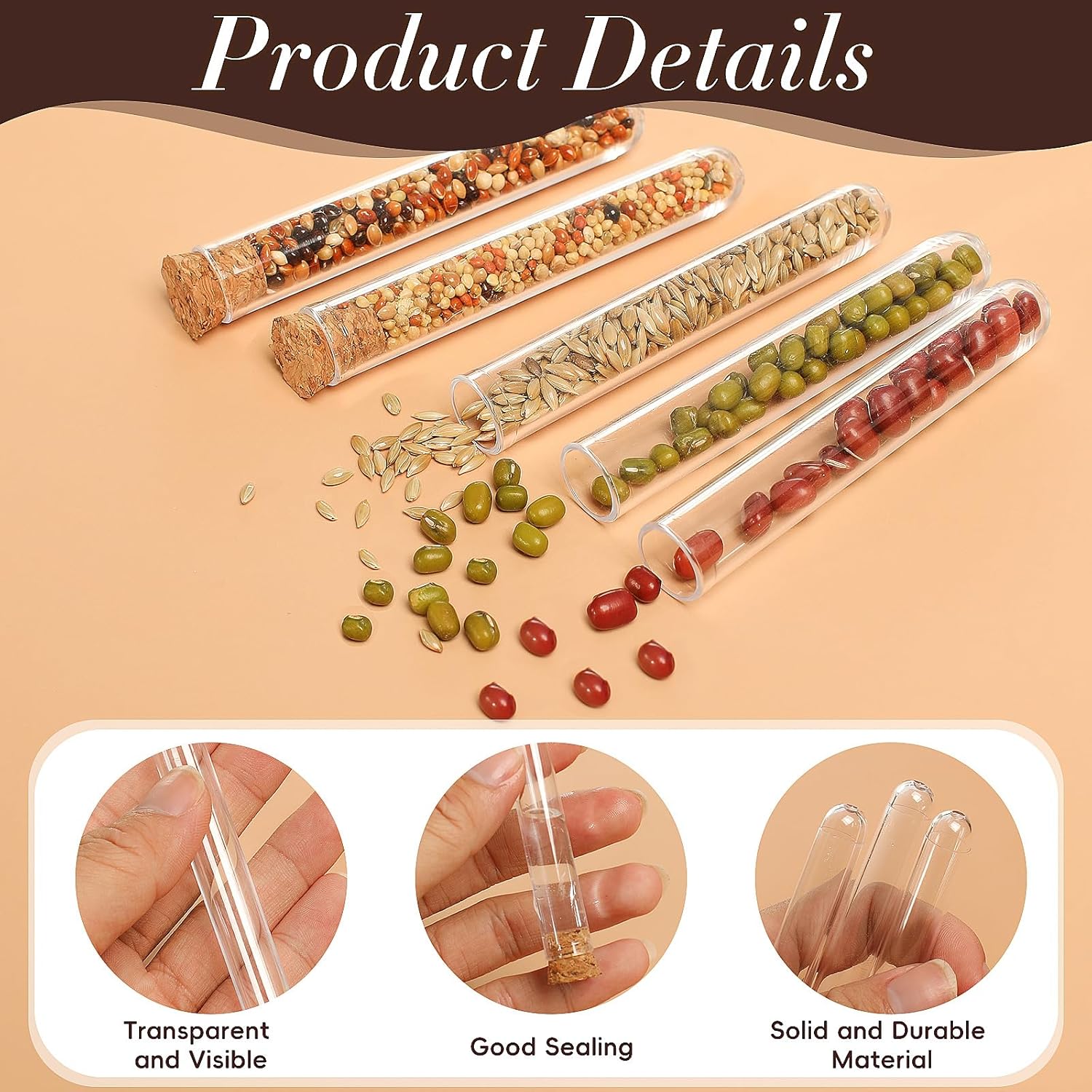 Thumbnail 2 de GOTFUN 20 Reagenzgläser mit Korken (12 mm × 75 mm) – transparentes Kunststoff-Set für Blumen, DIY & mehr