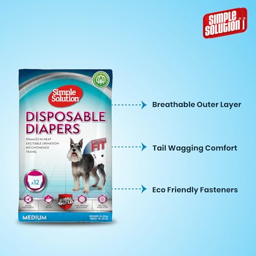 Detalle 1 de Simple Solution Pañales para Perros Hembra, 12 paquetes