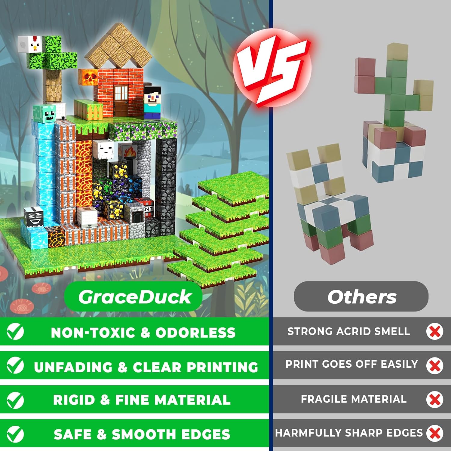 Thumbnail 5 de 200PCS Magnetic Building Blocks 6 baseplates for kids 🧩
