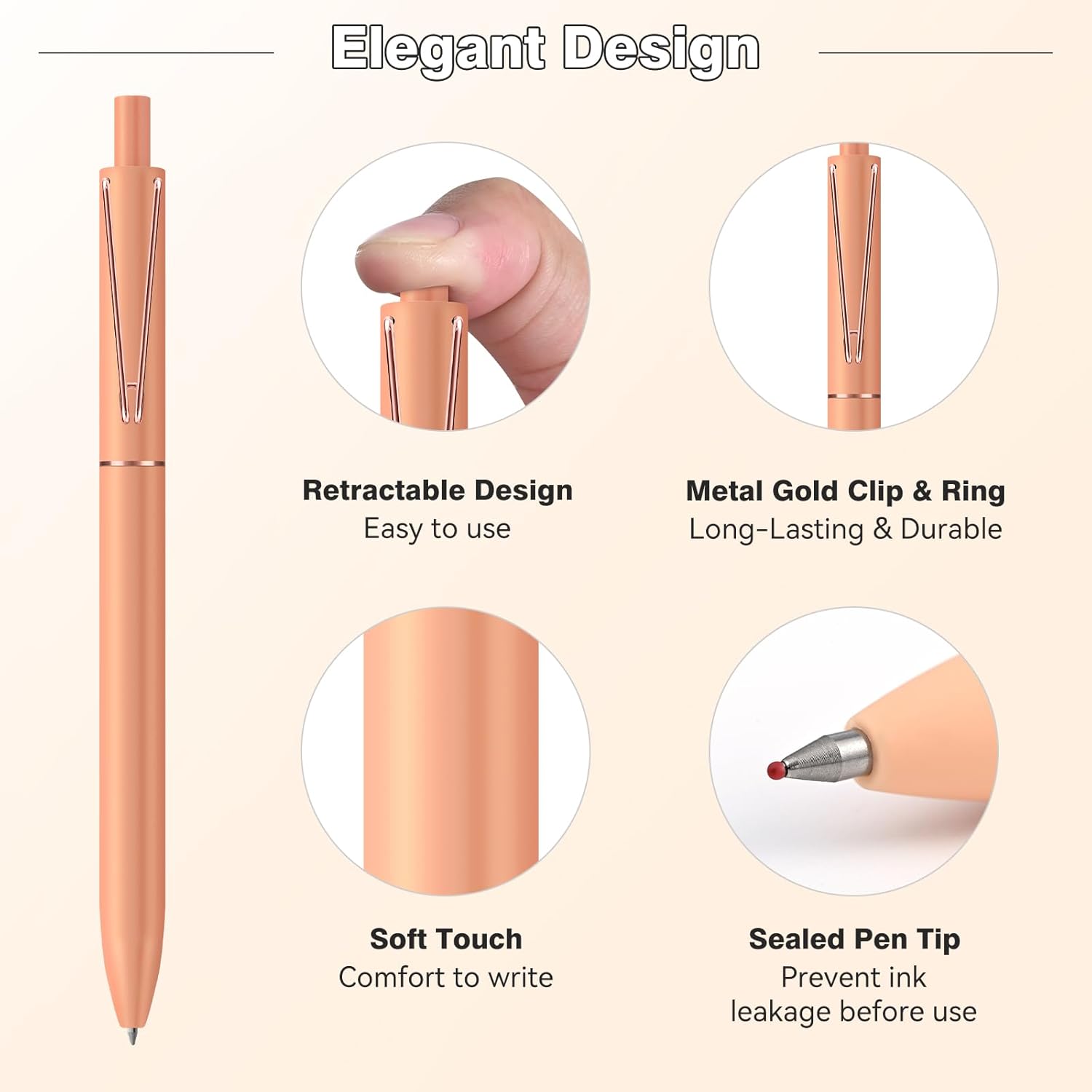 Thumbnail 3 de SUIN Premium Gel Pens - 6 Pack 0.7mm Black Ink, Medium Point Retractable Rollerball for Smooth Writing, Thoughtful Gift Set
SUIN Premium Gel Pens - 6 Pack 0.7mm Black Ink, Me…