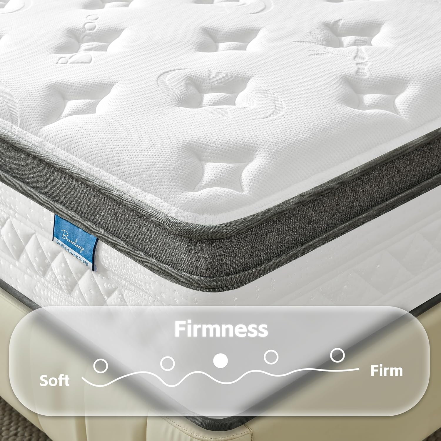 Detalle de Breezleep 12 inch QUEEN Hybrid Mattress, Gel Memory Foam & Pocket Springs
