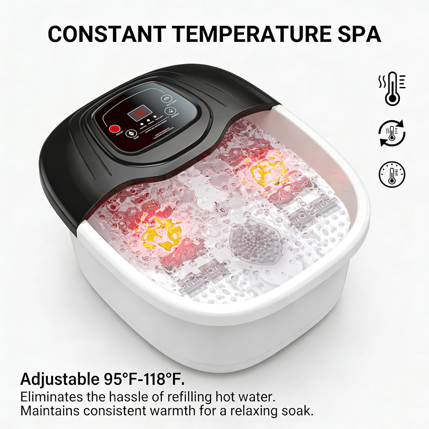 Thumbnail 3 de MODILIC Foot Soaking Tub: Heated Foot Spa with 8 Massagers, Bubbles, Red Light, and Temperature Control