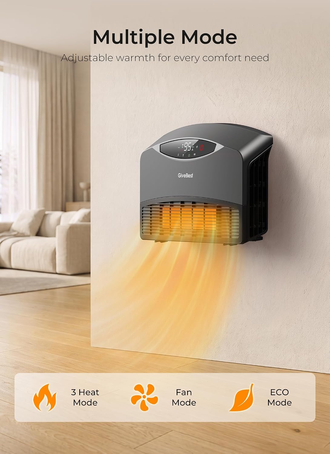 Thumbnail 6 de GiveBest UPH300M Smart Wall Heater, 1500W with Wi-Fi and Remote Control