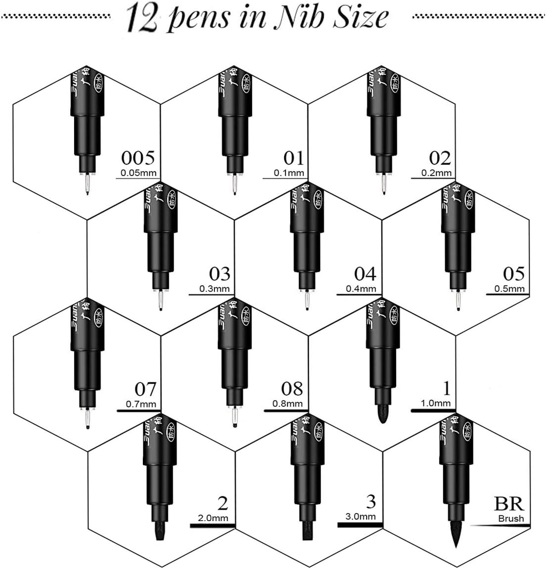 Detalle de Gelanty Black Fineliner Pens Set 12 Pack