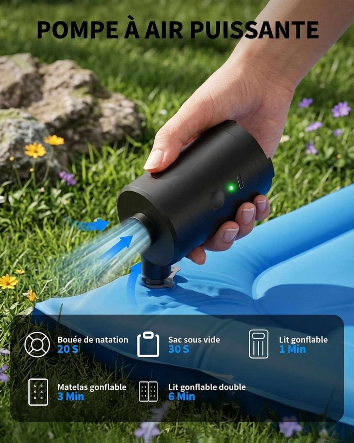 Thumbnail 2 de Zenmos Elektrische Luftpumpe für Luftmatratze – 3600mAh, 5 Düsen, kompakt & wiederaufladbar