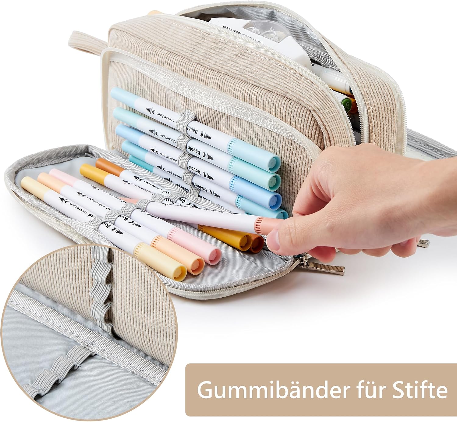 Detalle de KALIDI Federmäppchen mit 3 Fächern – Große Kapazität, klare Organisation