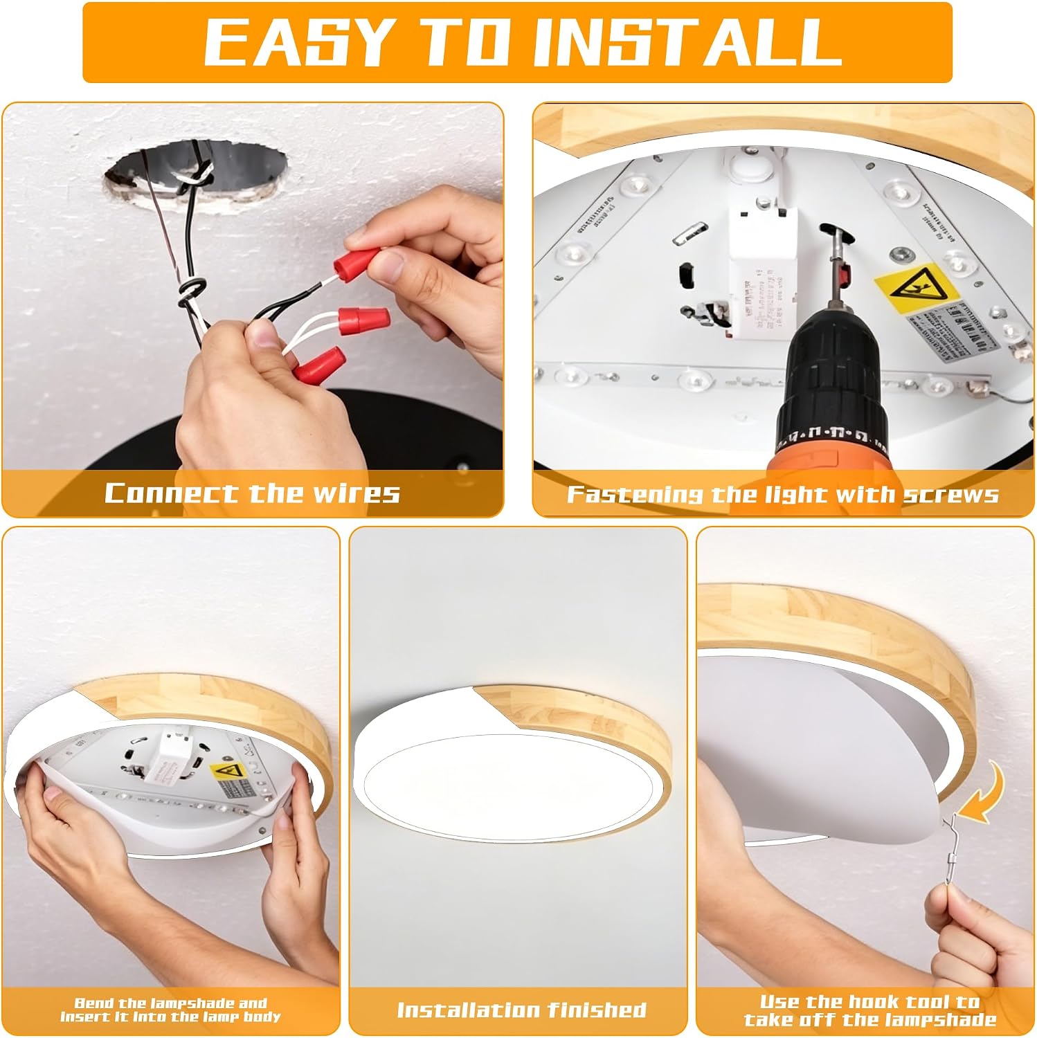 Detalle 2 de DODOPEN LED flush-mount ceiling light 15.8-inch