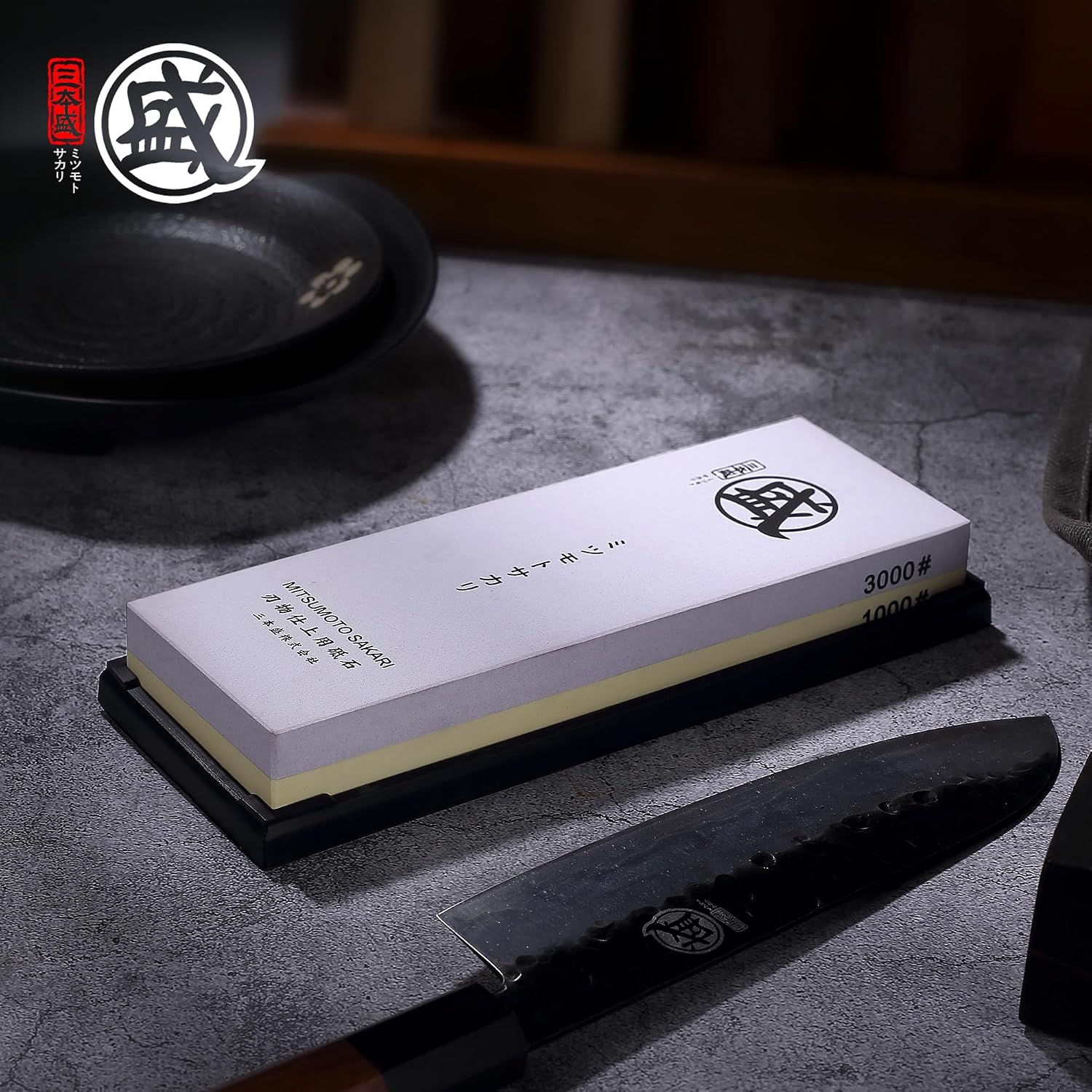 Thumbnail 6 de MITSUMOTO SAKARI Japanese Knife Sharpener Whetstone 1000/3000 grit with TPR non-slip base