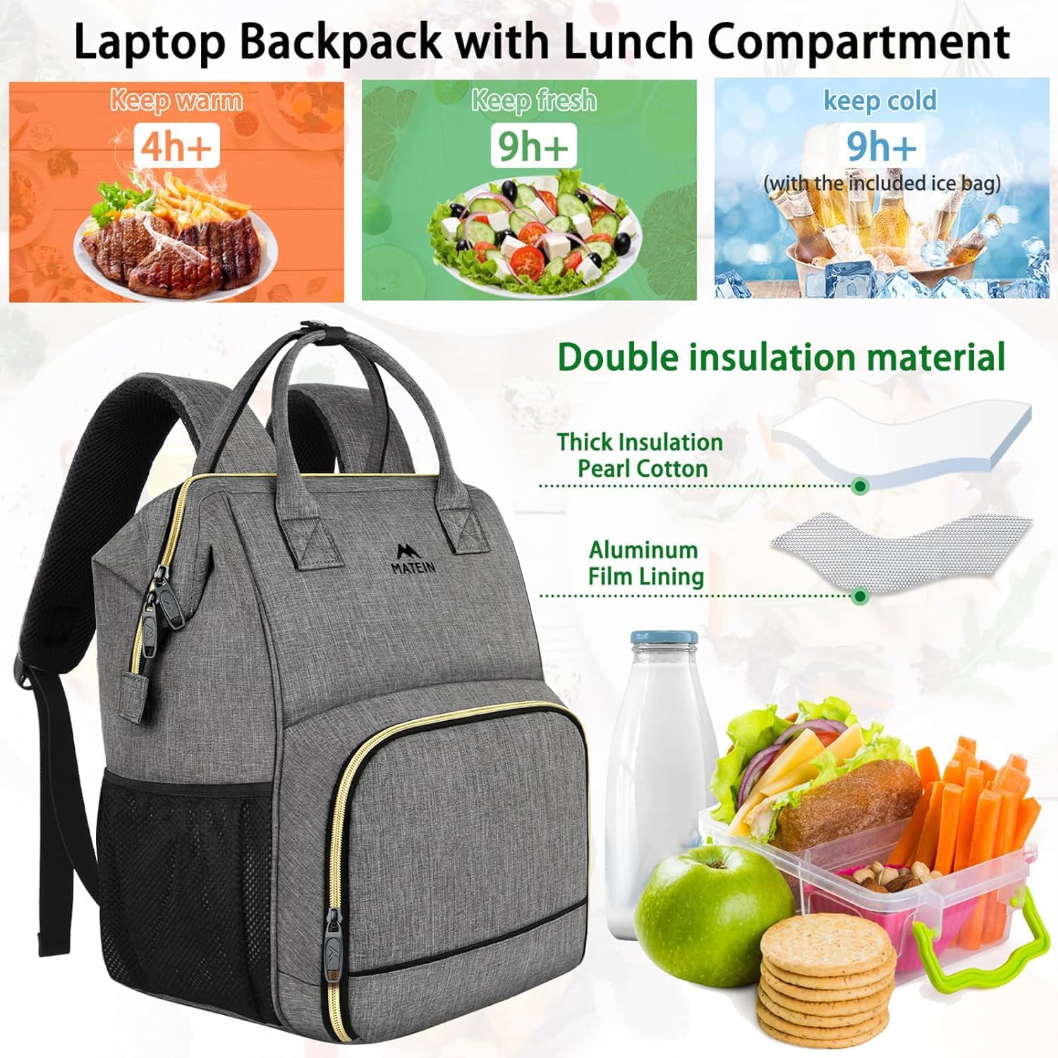 Thumbnail 2 de MATEIN Mochila para Almuerzo y Laptop 17"