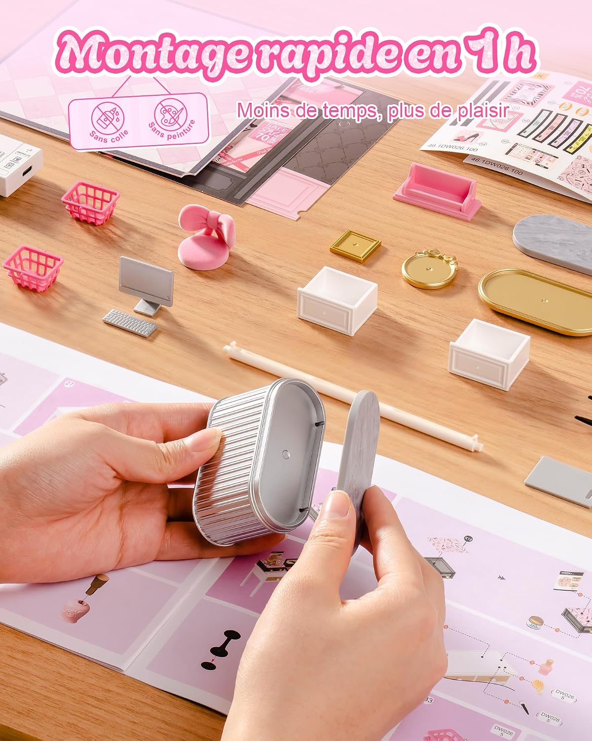 Detalle de Rolife Super Creator Pink Beauty Store — Kit de Maison Miniature à Monter sans Colle