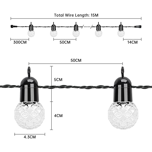 Thumbnail 1 de sylvwin G40 Guirnalda de luces exterior 18 m, 8 modos blanco cálido