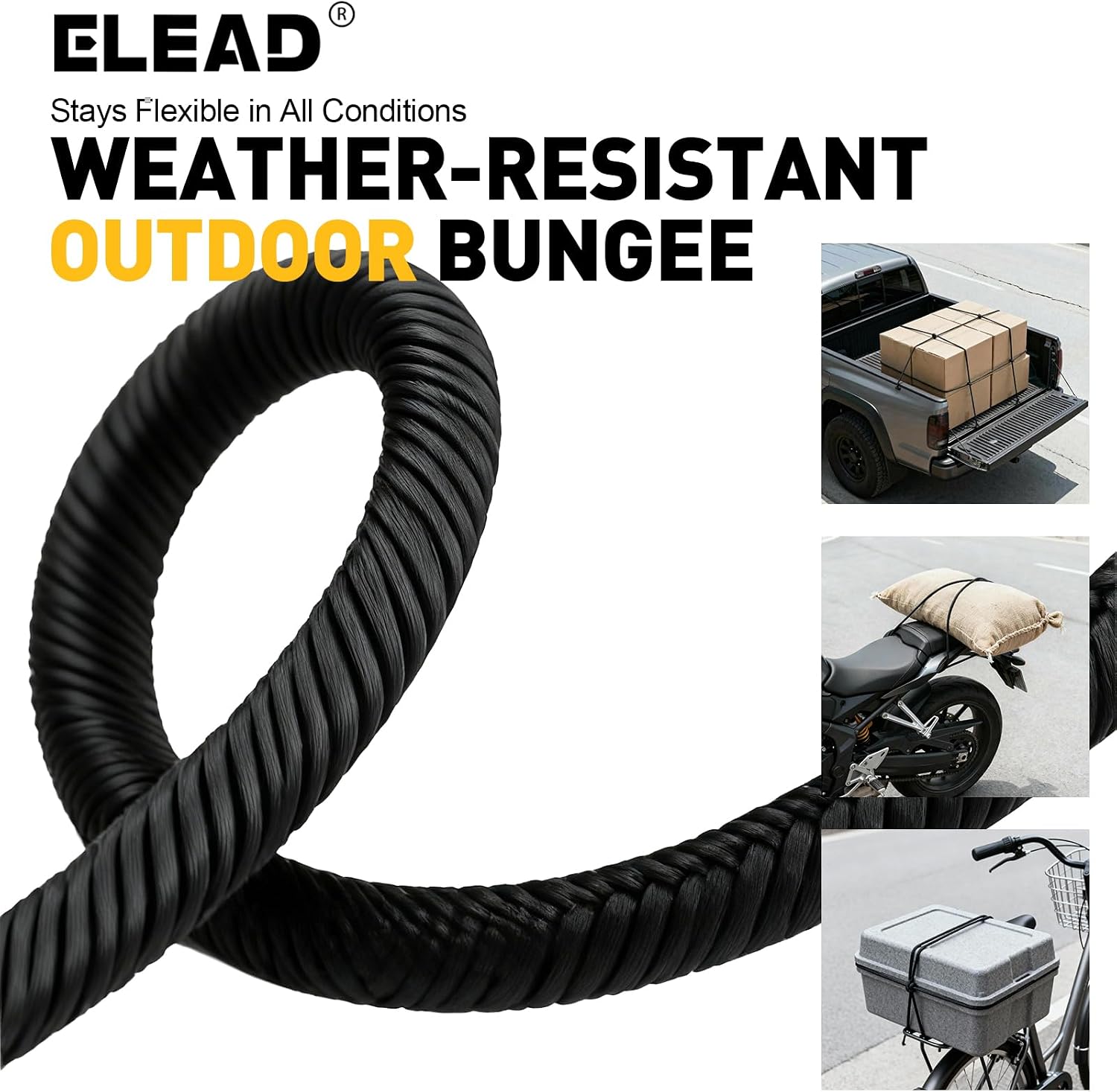 Thumbnail 5 de ELEAD 70190 Bungee Cord Roll, 1/4-Inch x 110 Feet, Black