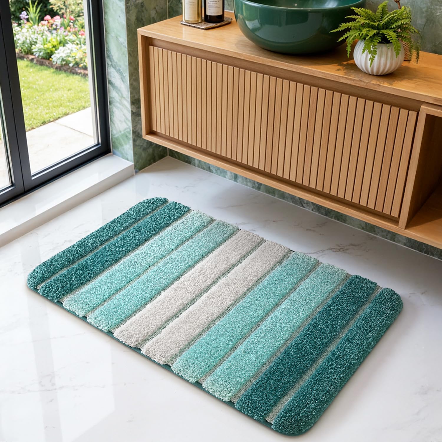 Thumbnail 6 de DEXI Bath Mat 40 x 60 cm – Extra Soft Absorbent Microfibre Non-Slip Washable Rug (Turquoise)