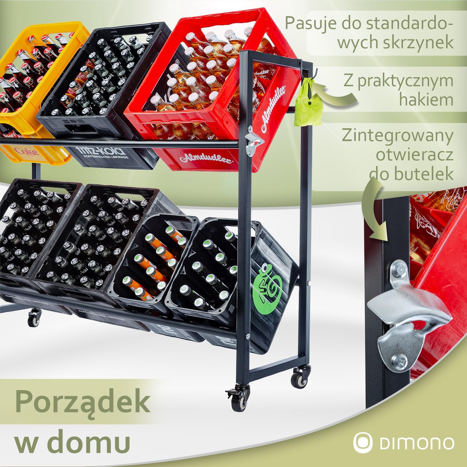 Detalle 1 de Dimono 258025401014 – regał na 6 skrzynek z napojami na kółkach