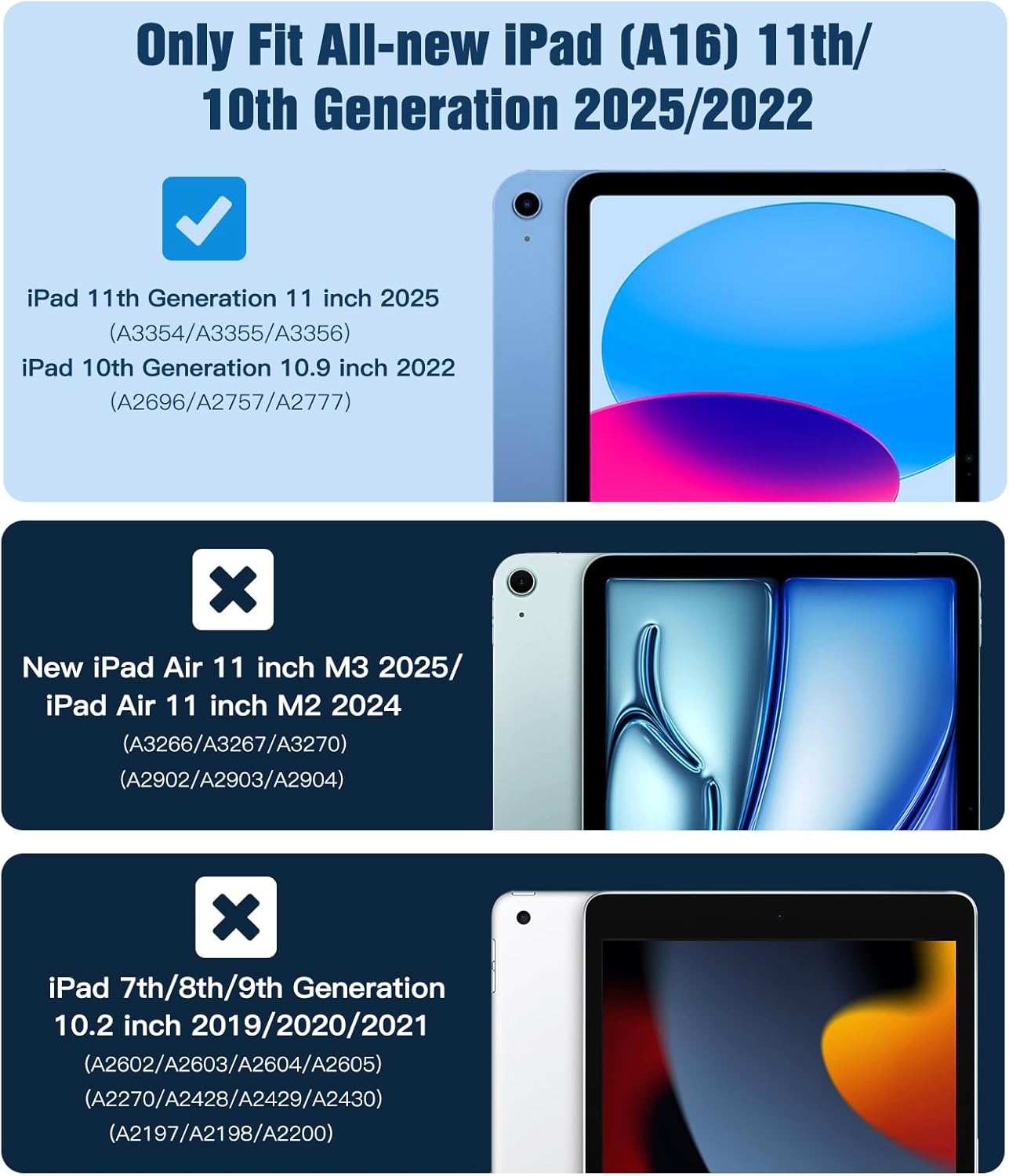 Thumbnail 1 de TiMOVO Case for iPad (A16) 11th Gen 11-inch / iPad 10th Gen 10.9-inch (2022): Slim, Translucent Back Cover in Abyss Blue