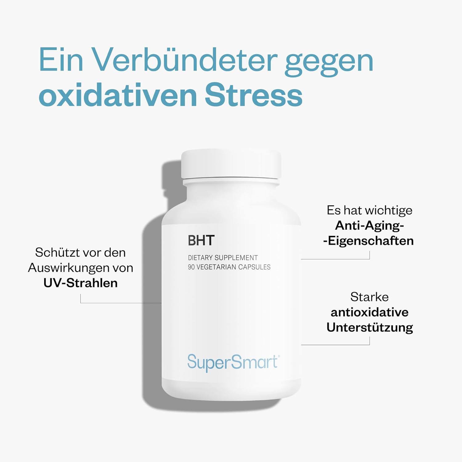 Thumbnail 2 de BHT – Antioxidativ wirkender Pflanzenstoff (Butylhydroxytoluol) | SUPERSMART, 90 Kapseln, vegan & glutenfrei