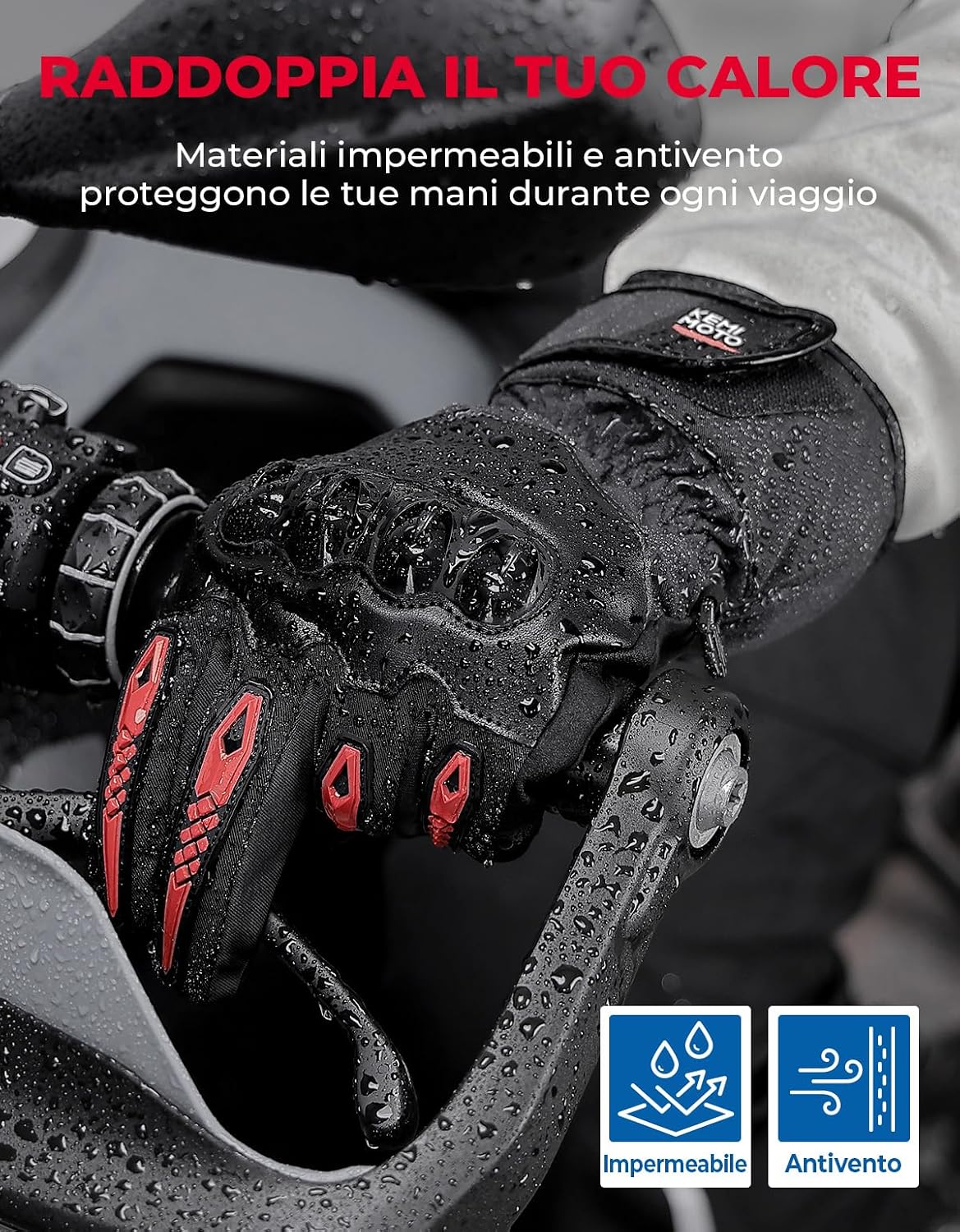 Detalle de KEMIMOTO Guanti Moto Invernali touchscreen