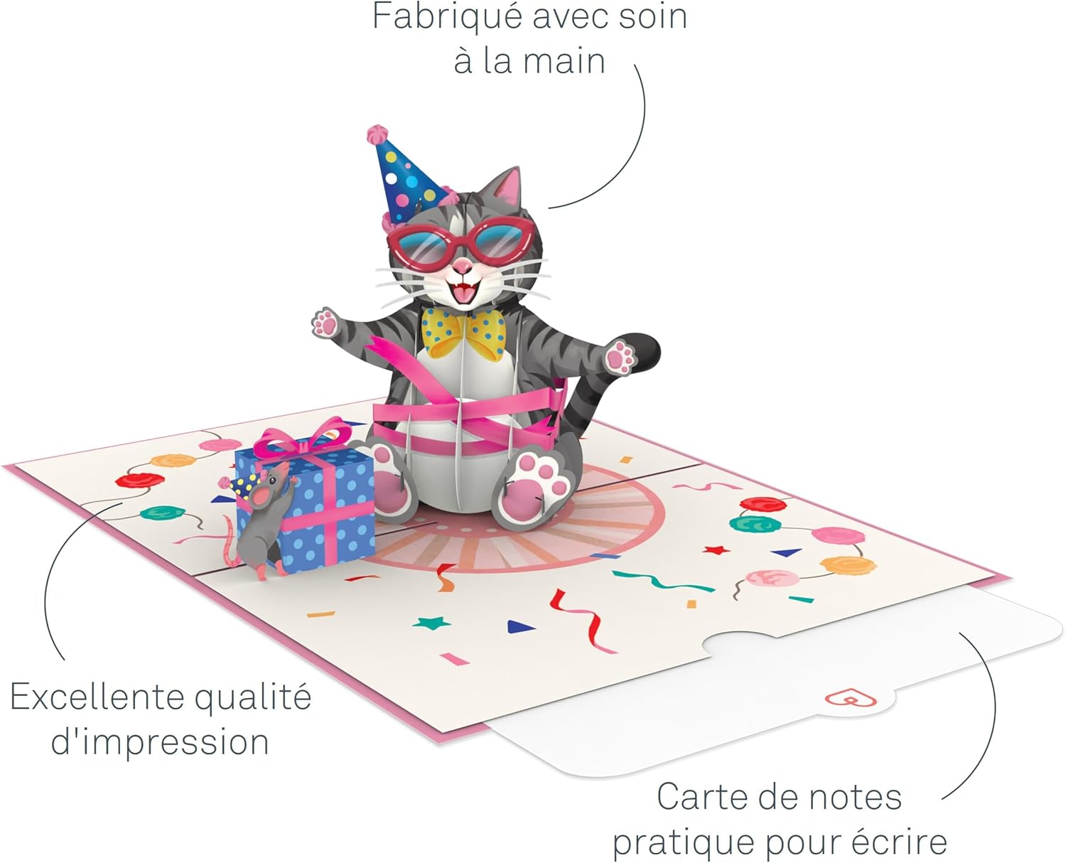 Thumbnail 1 de papercrush® Carte pop-up chat fêtard en 3D avec enveloppe de message