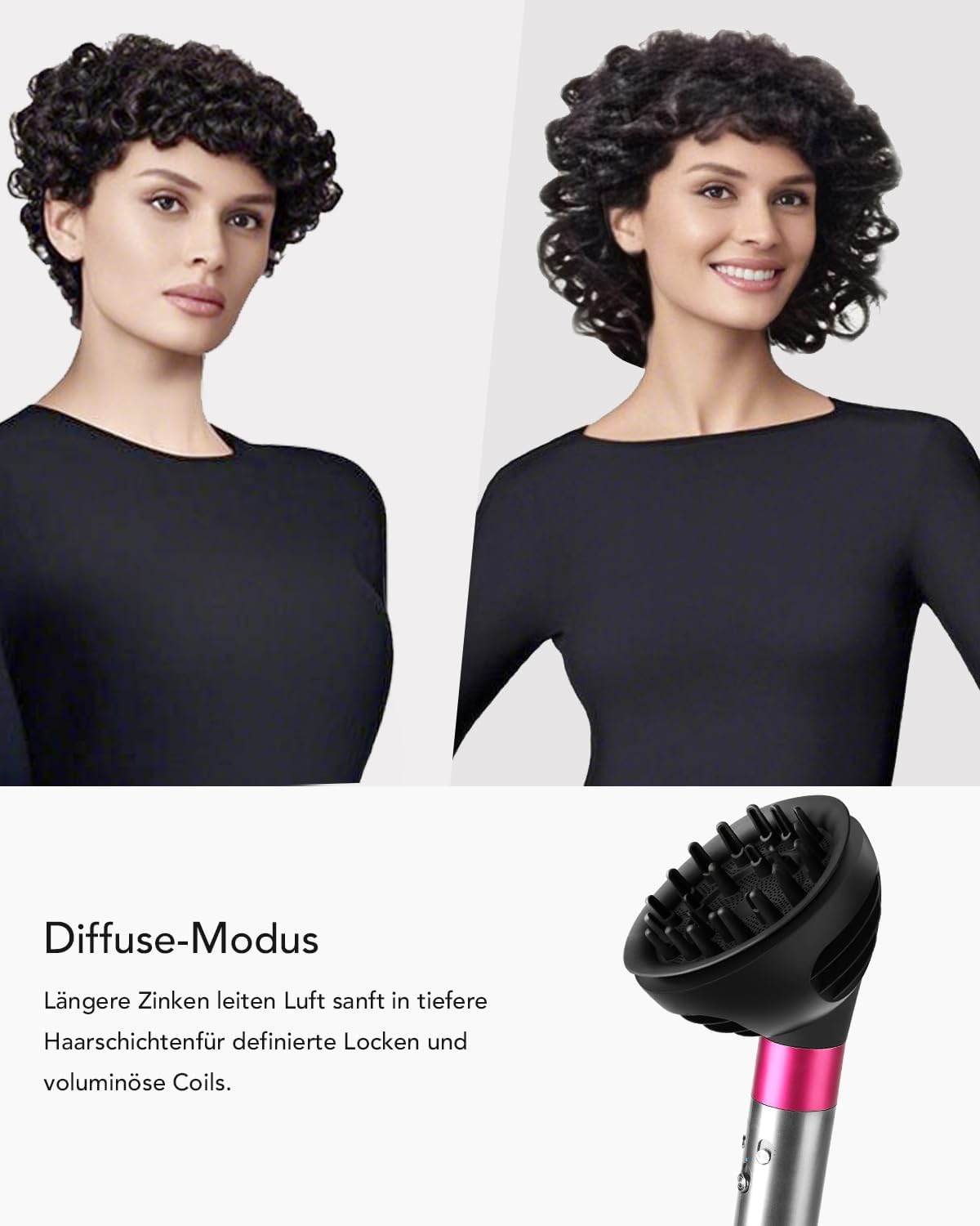 Detalle de Wellen- und Locken-Diffusor-Aufsatz für Dyson Airwrap HS01/HS05/HS08 – Neues Design mit 2 Luftstrom-Modi