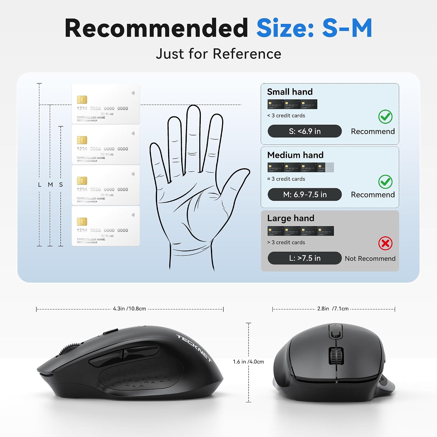 Thumbnail 6 de TECKNET EWM01005BA01 Wireless Mouse, Dual-Mode, Silent Click, 5-Level DPI