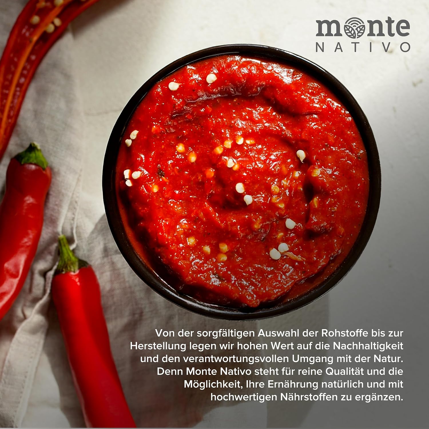 Detalle de Harissa Gewürz Monte Nativo (500g) – Aromatische Harissa-Mischung, schonend getrocknet
