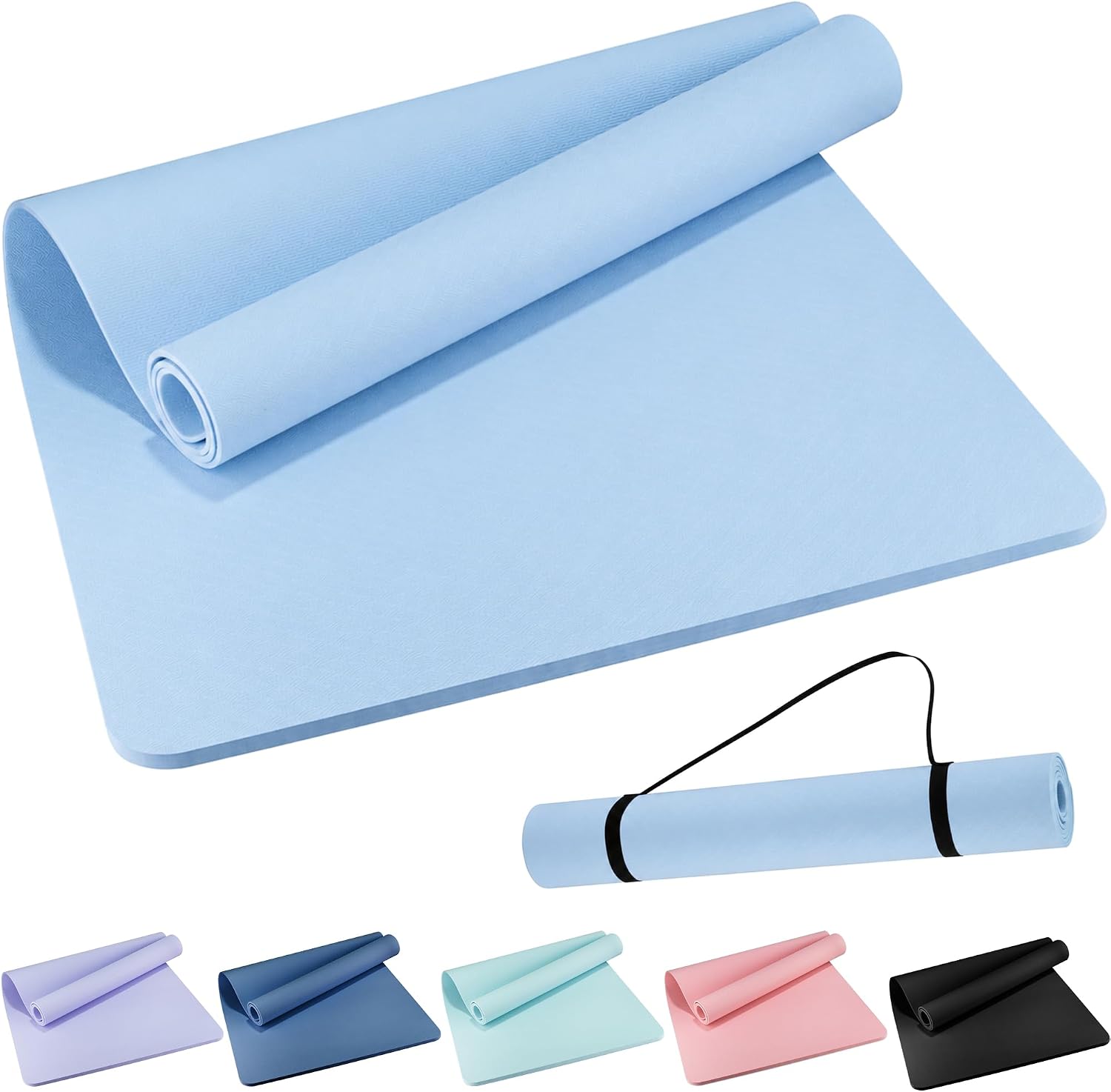 Detalle de Wimwum 72" x 32" Extra Wide Yoga Mat, 6mm TPE with Non-Slip Grip