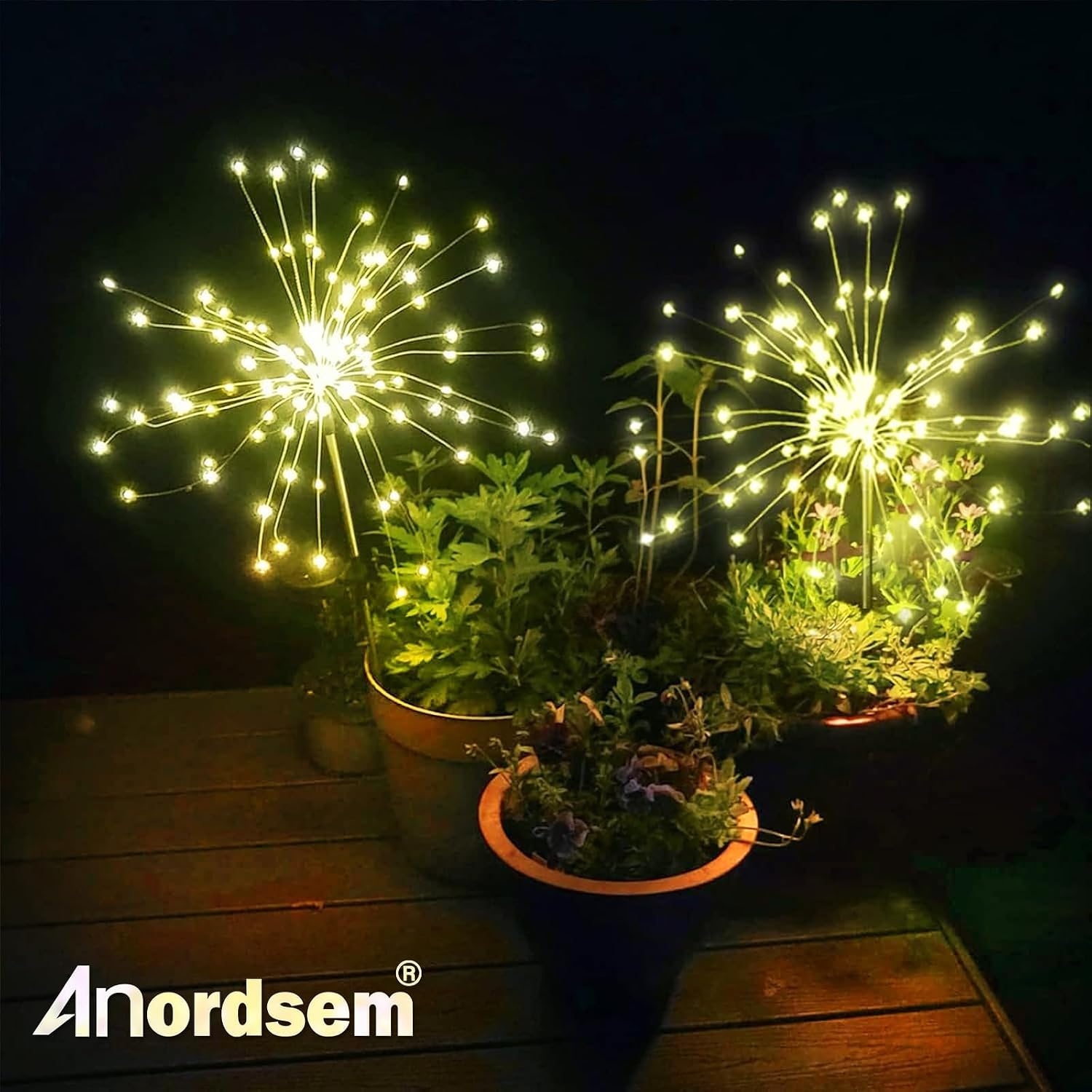 Thumbnail 1 de Anordsem Solar Lights Outdoor Garden – 4 Pack Fairy Firework LEDs for Patio, Pathway and Lawn