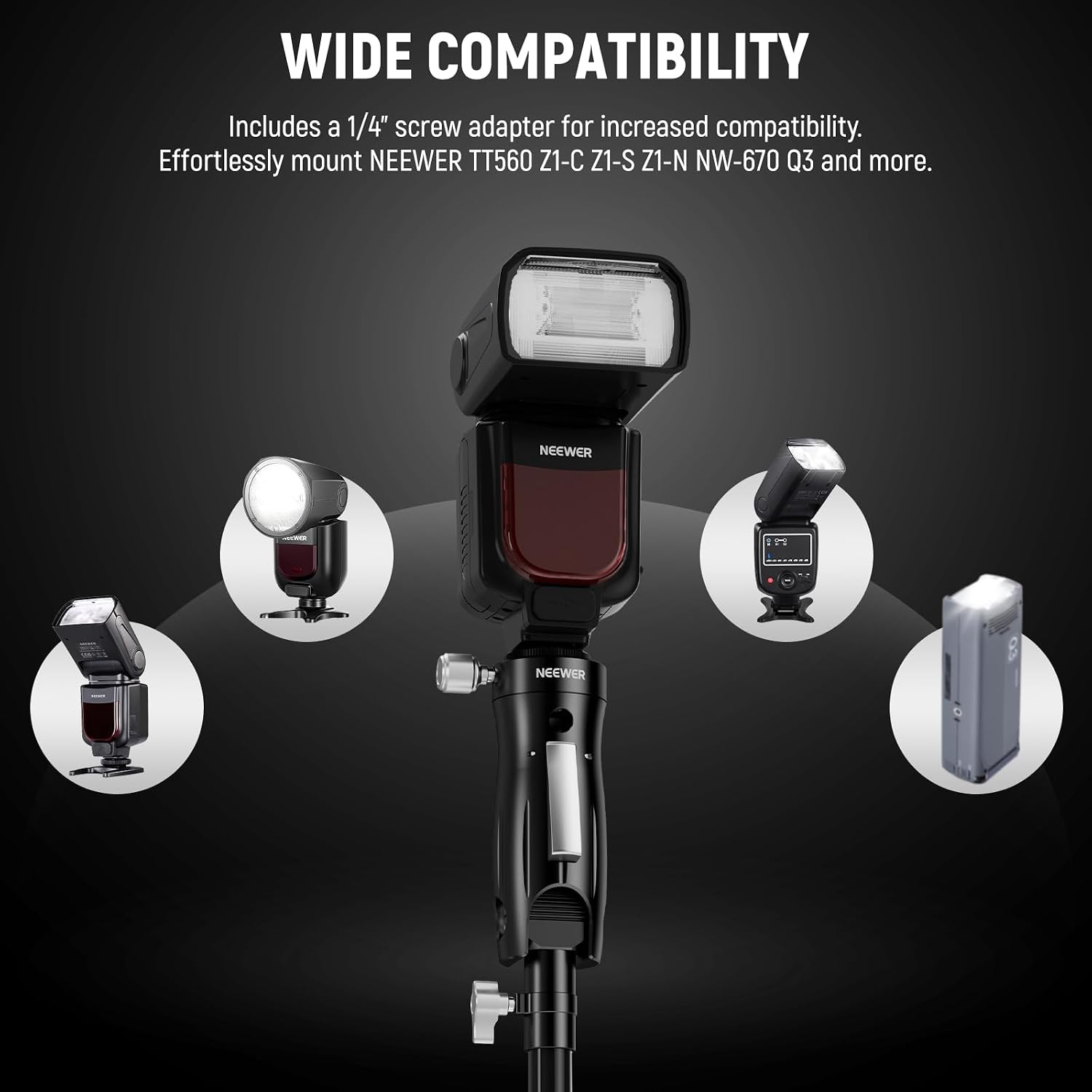 Thumbnail 6 de NEEWER GM14 Cold Shoe Flash Bracket Mount with Pistol Grip