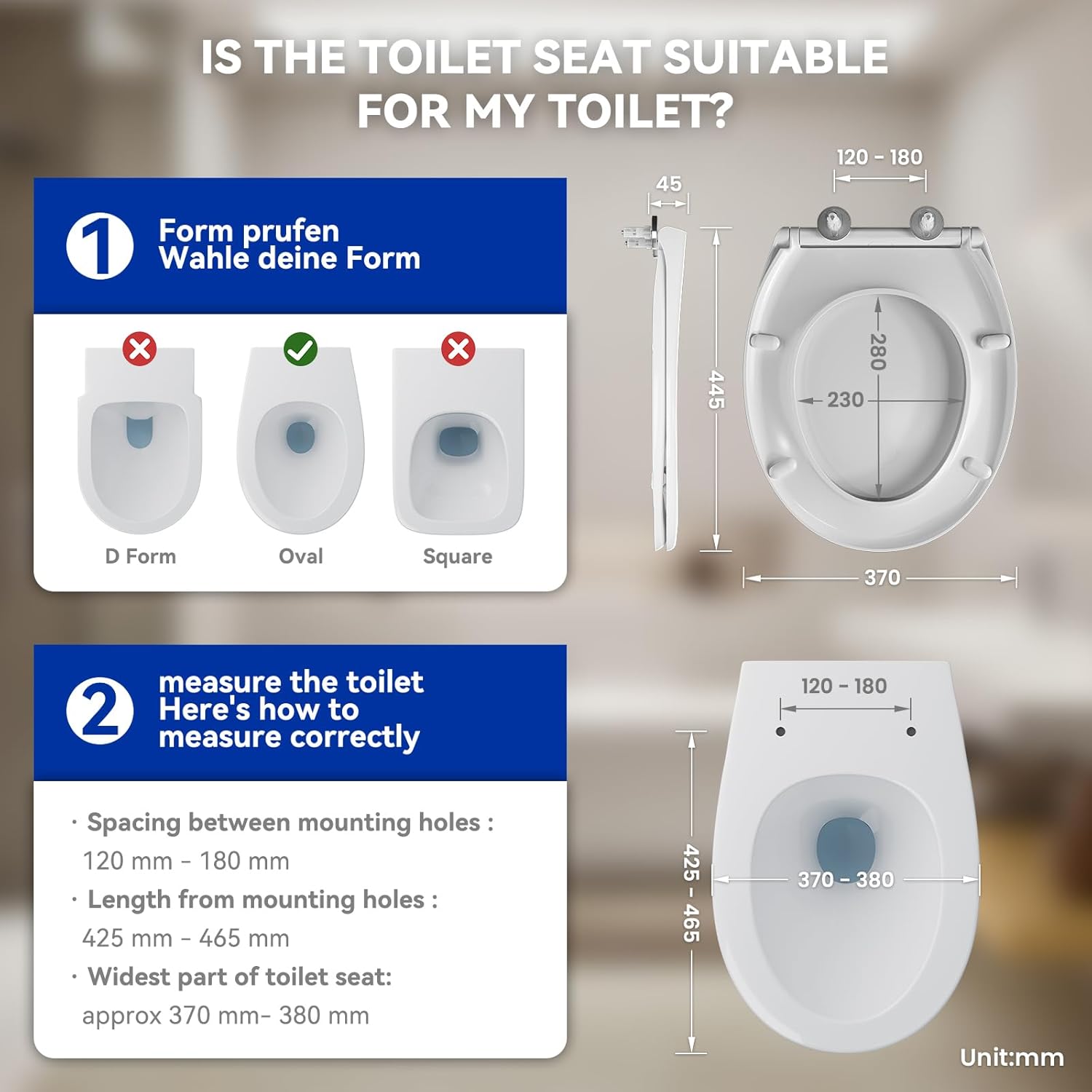 Thumbnail 4 de Drew Oval toilet seat with soft close 445mm