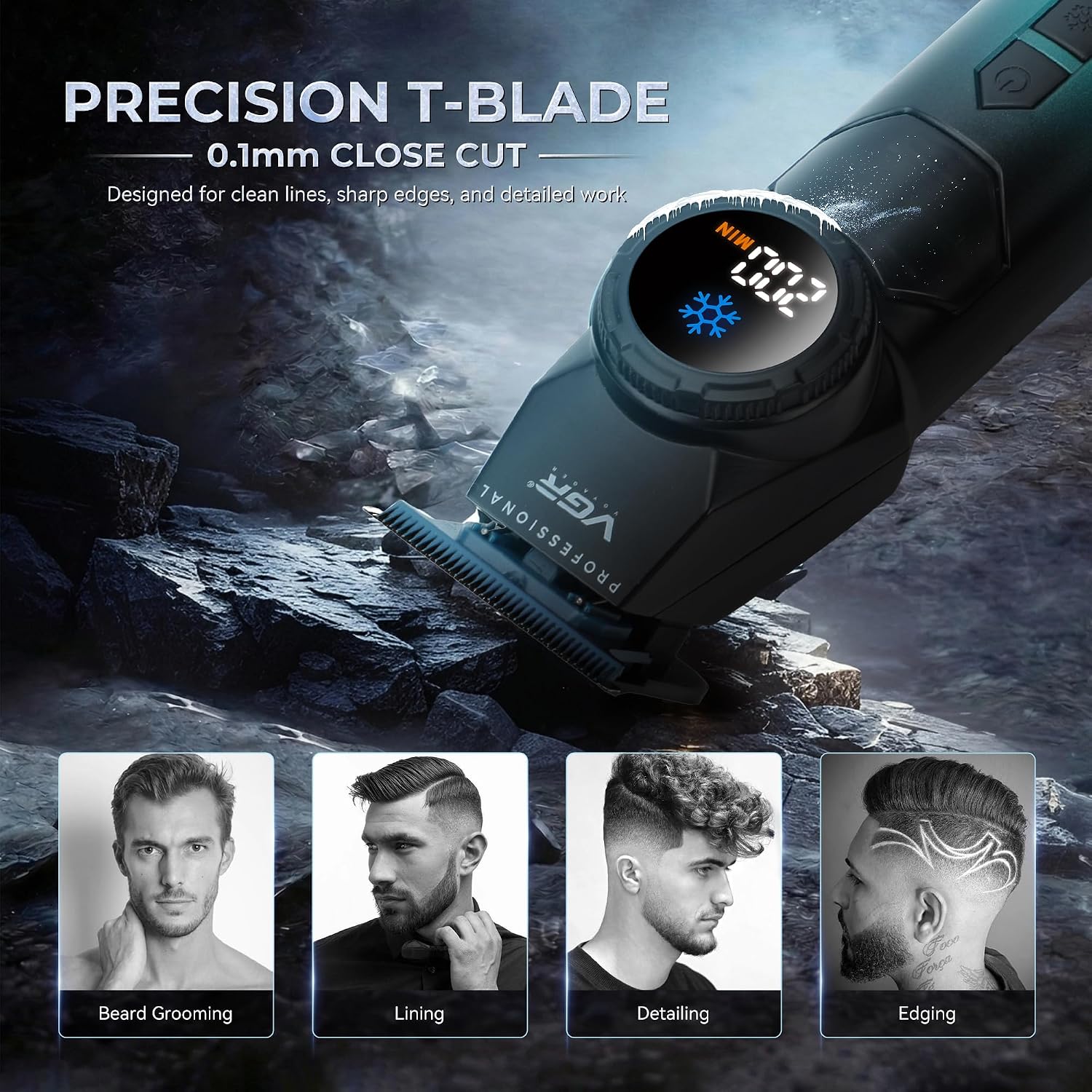 Thumbnail 3 de VGR Beard Trimmer for Men with T-Blade and USB-C Rechargeable Battery