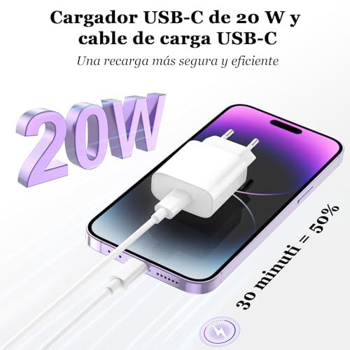 Detalle de BSTOEM 2Pack Cargador Carga Rápida 20W PD con Cable Lightning de 2 m para iPhone y iPad