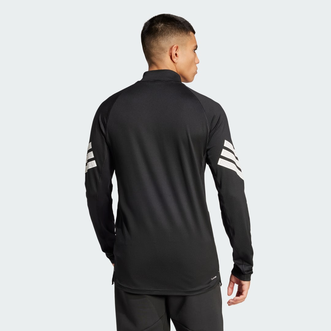 Detalle 2 de adidas Camiseta Icon 1/4-Zip de 3 bandas en negro