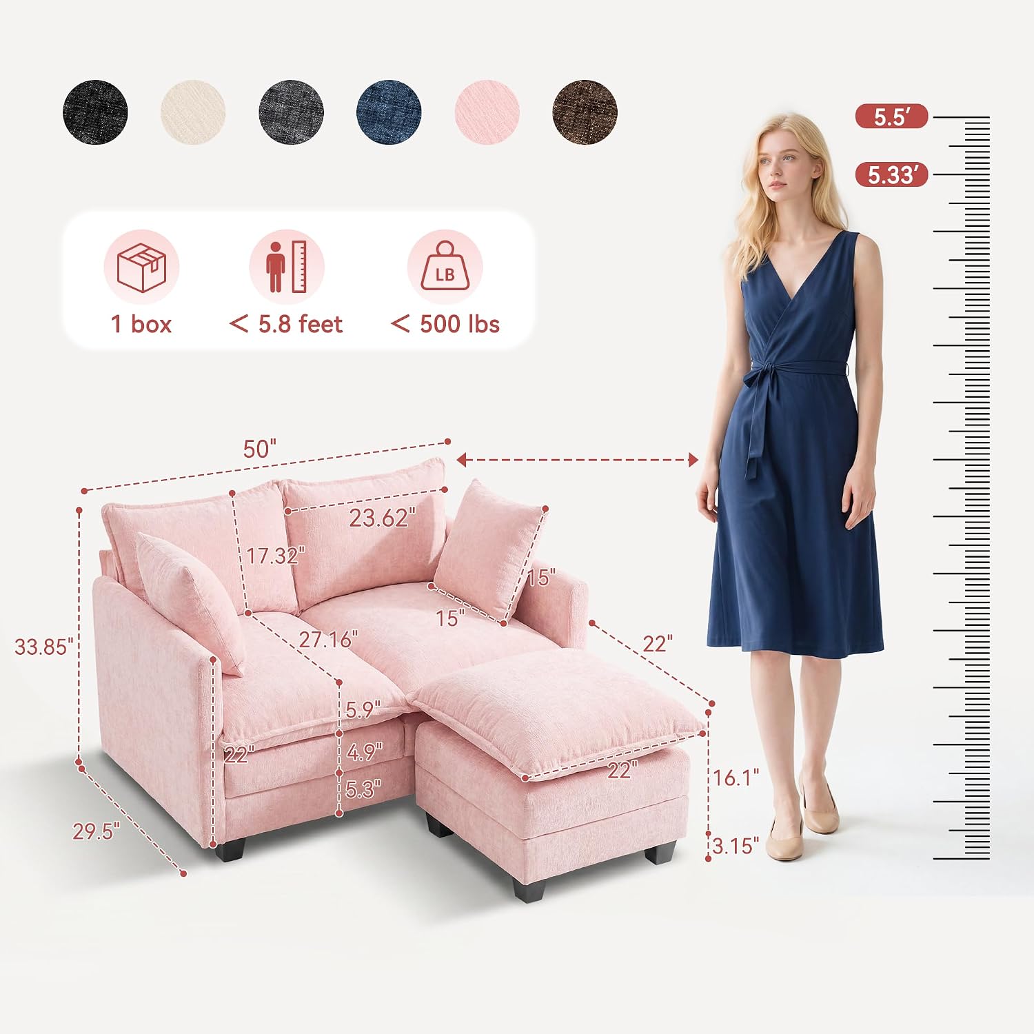 Detalle 2 de MUDANT Loveseat Sofa 50-inch