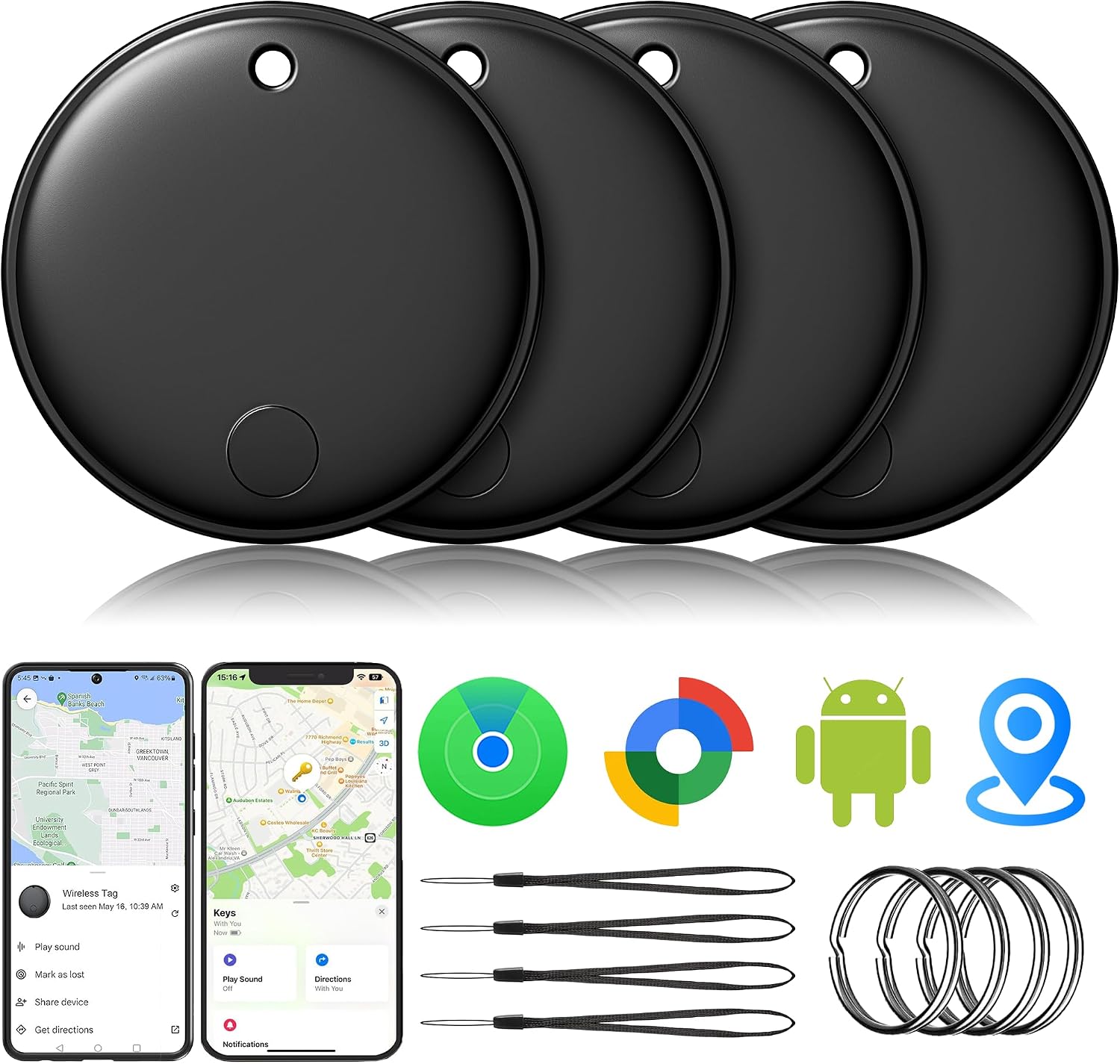 Detalle de 2026 Air Tracker SmartTags – 4er-Pack für Android & iOS (Dual-System)