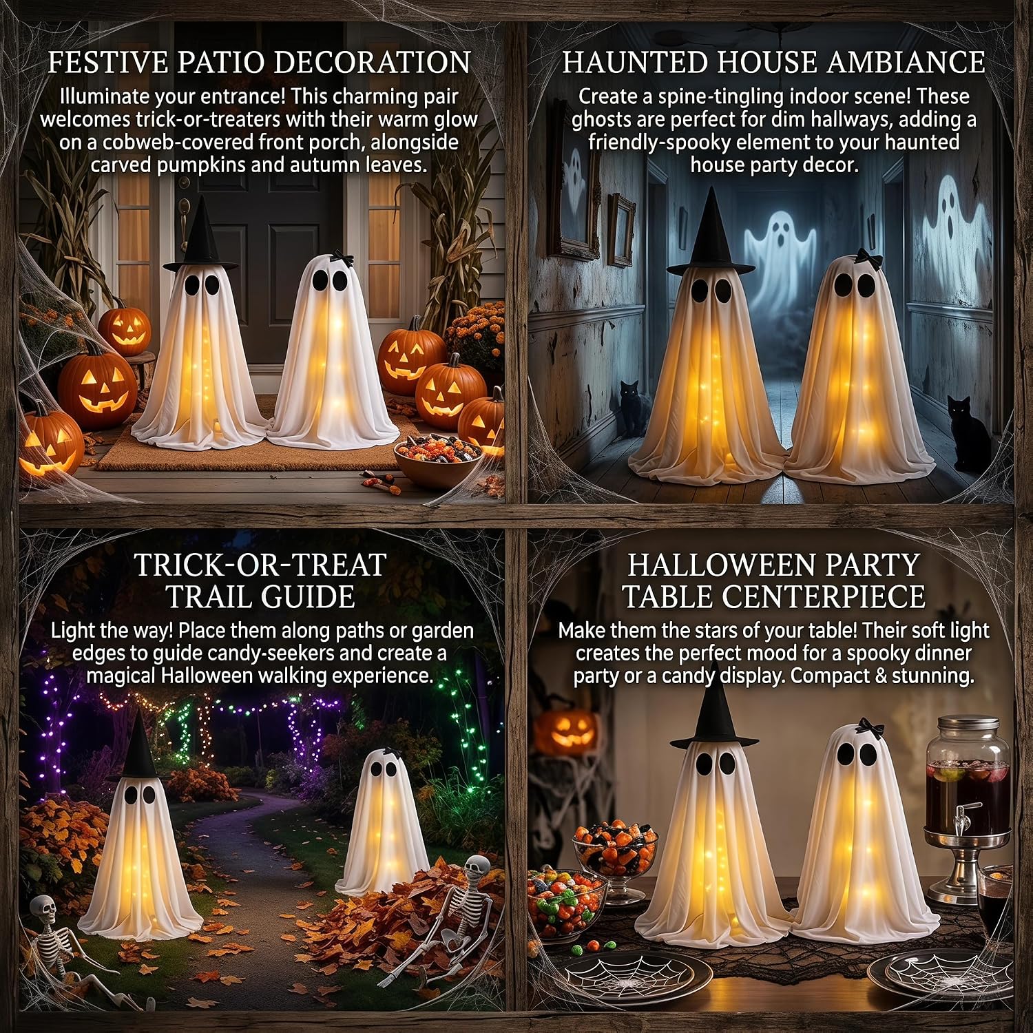 Detalle de RIDGEPOLE RID-015 Standing Ghost Halloween Decorations, Warm White LEDs, 2-Pack