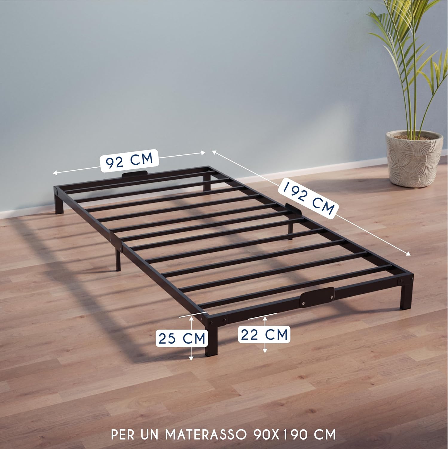Thumbnail 1 de Dreamzie Letto Singolo 90x190 cm in Metallo Nero